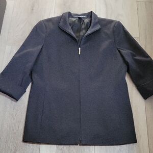 Linda Allard Ellen Tracy Classic Black Zip-Up Jacket Size 10